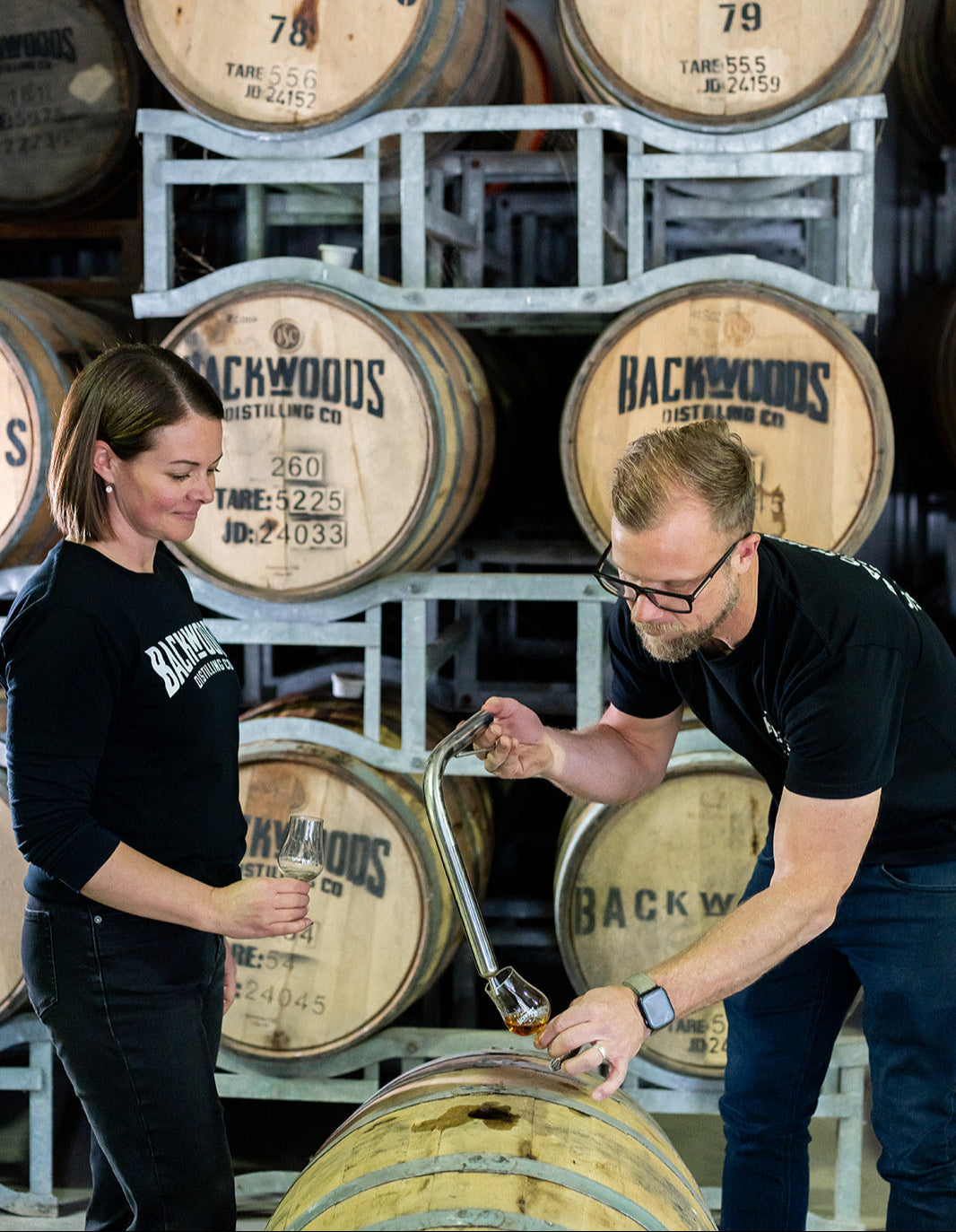 Backwoods Distilling Founders in the Barrel House